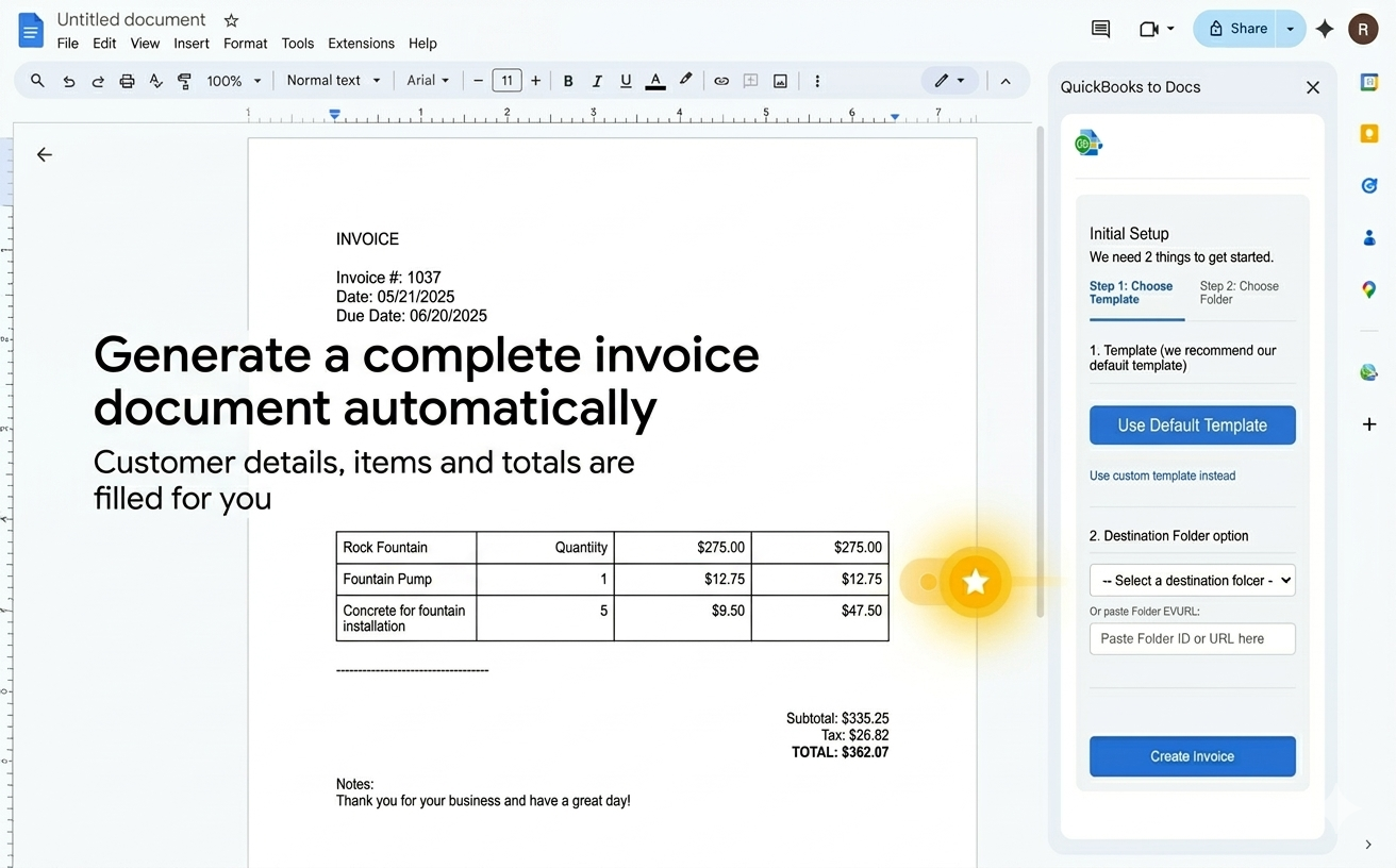 Set up your invoice template in seconds