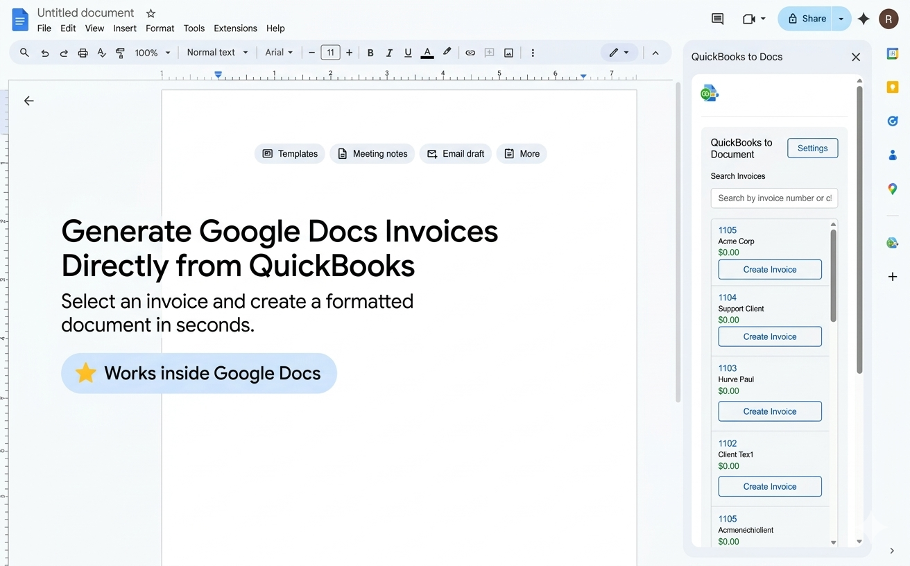 Generate invoices directly from QuickBooks